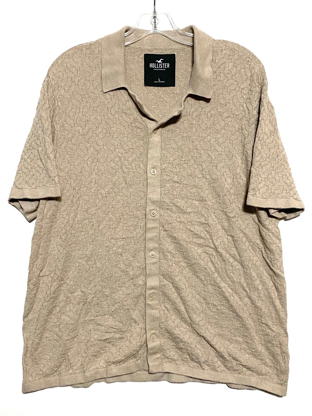 Hollister Button Down Textured Knit Button Sweater Shirt Mens L Preppy Coastal